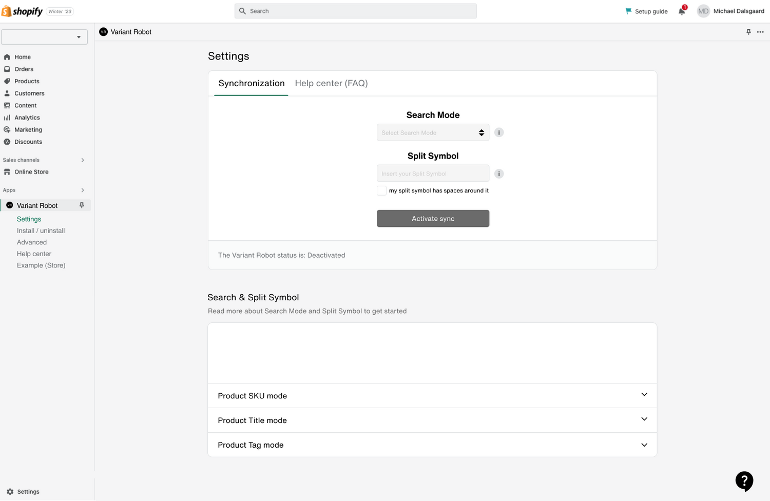 Variant Robot Shopify App